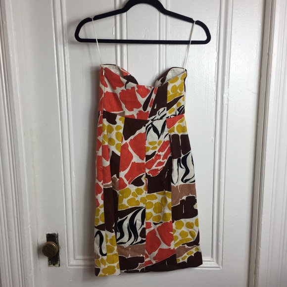 Tibi vintage orange brown strapless pattern dress - Picture 7 of 7